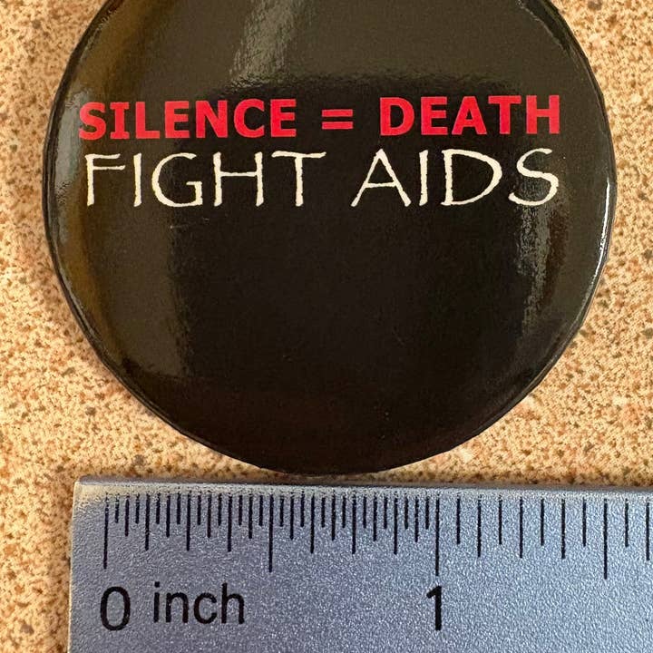 Button - Silence = Death FIGHT AIDS for wholesale by Syracuse Cultural Workers