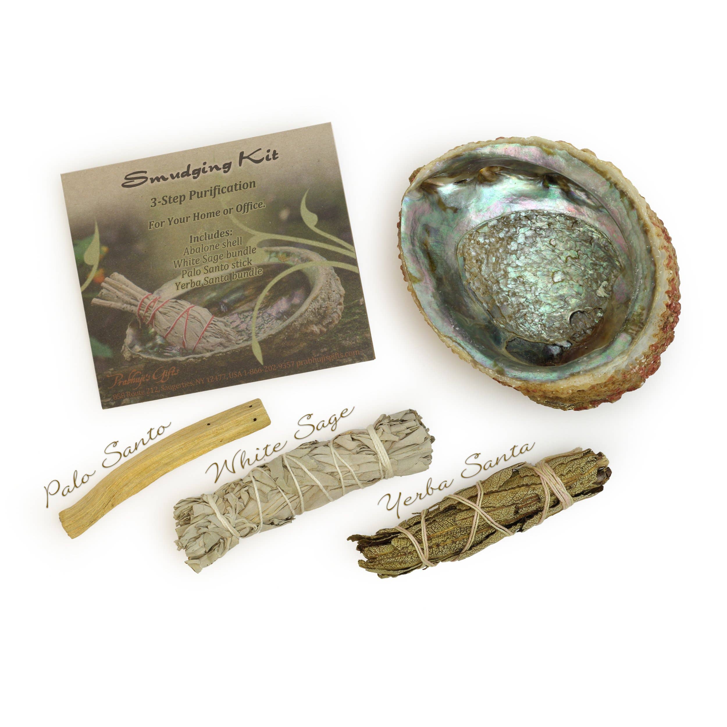 Prabhuji's Gifts - Wholesale Sage bundle - 3 Step Purification Kit - Palo Santo, Sage, Yarba Santa and Abalone Shell3
