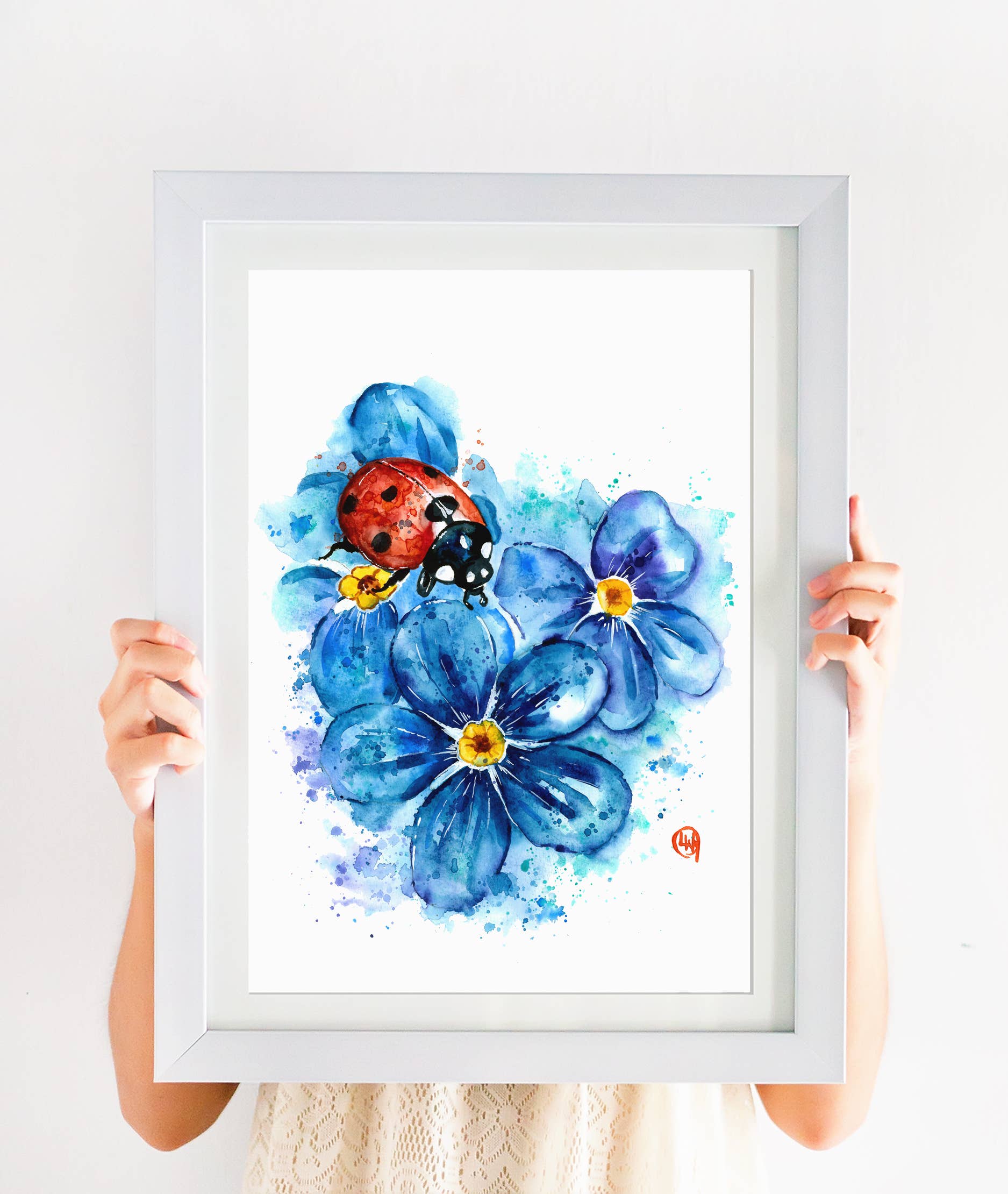 Whitehouse Art - Wholesale Art Print - Ladybug Art Print, Garden Decor, Gift Shop, Flower Painting2