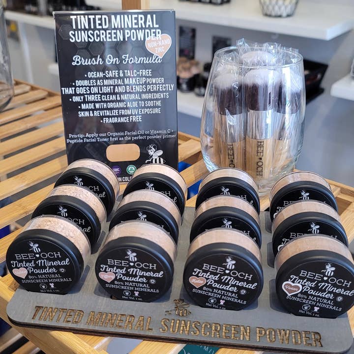BEE-OCH Organics - Wholesale Sunscreen - Tinted Mineral Sunscreen Powder Bundle (12) - FREE Display1