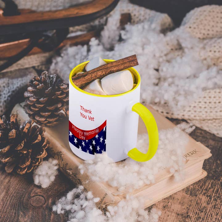 3dRose - Wholesale Coffee Mug - 3dRose, Image of Thank You Vet Words With Partial Flag And Memorial Day, Mug5