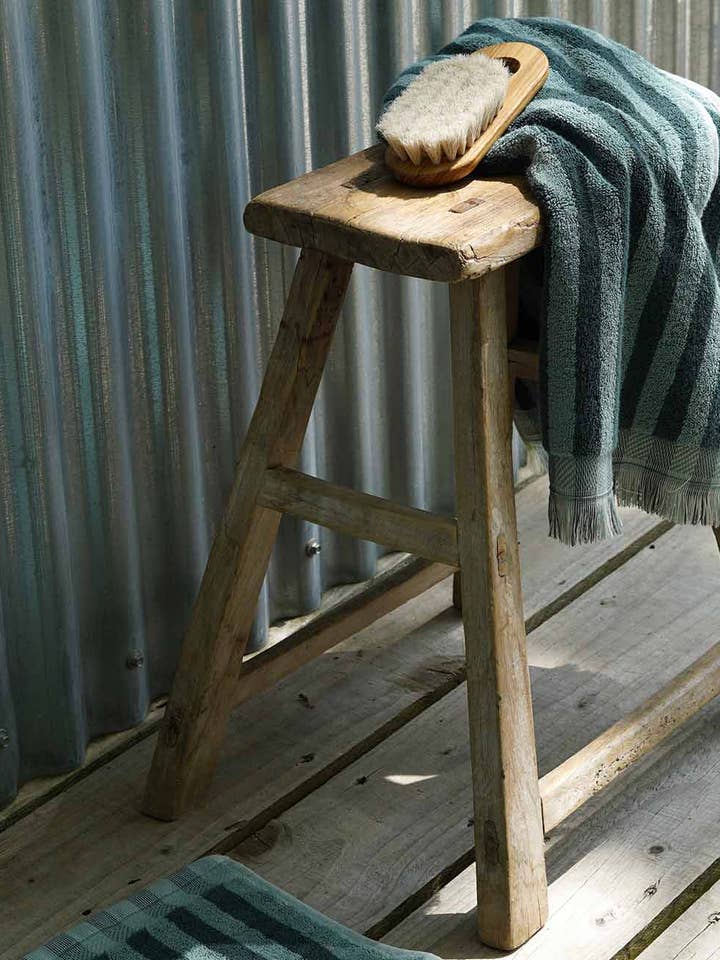 Pine Green Pembroke Stripe Cotton Hand Towel for wholesale by Piglet in Bed USA