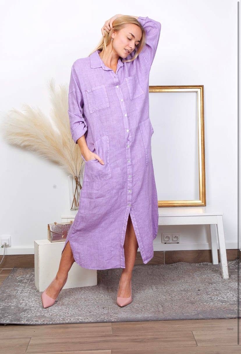 LÉA & LUC - Wholesale Dress - Women's - Long Dresses in 100% Linen REF. 11491