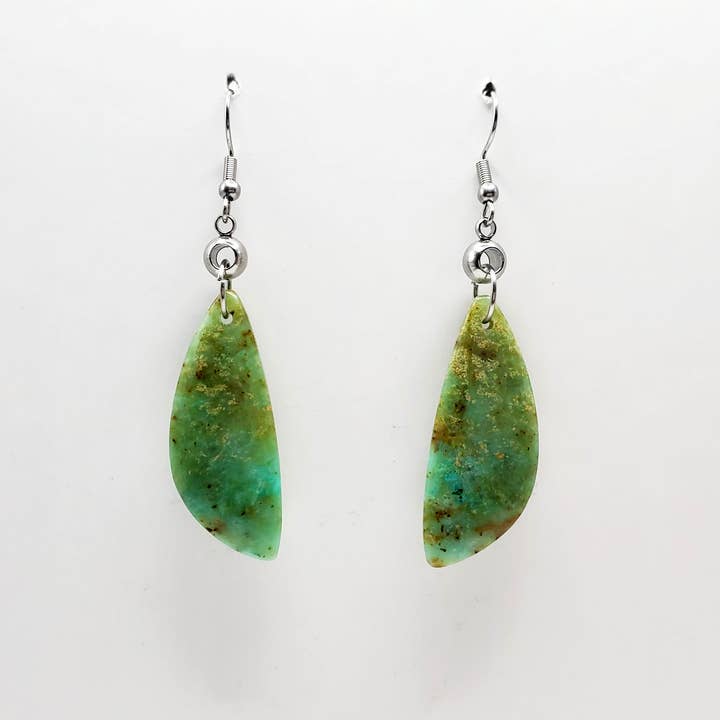 African Turquoise & Stainless Earrings for wholesale by Covaly Artisan Jewelry