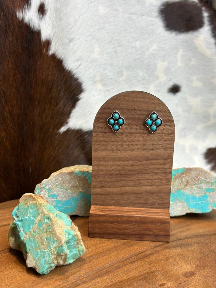 FAUX TURQUOISE STUD EARRINGS for wholesale by High Ho Silversmithing