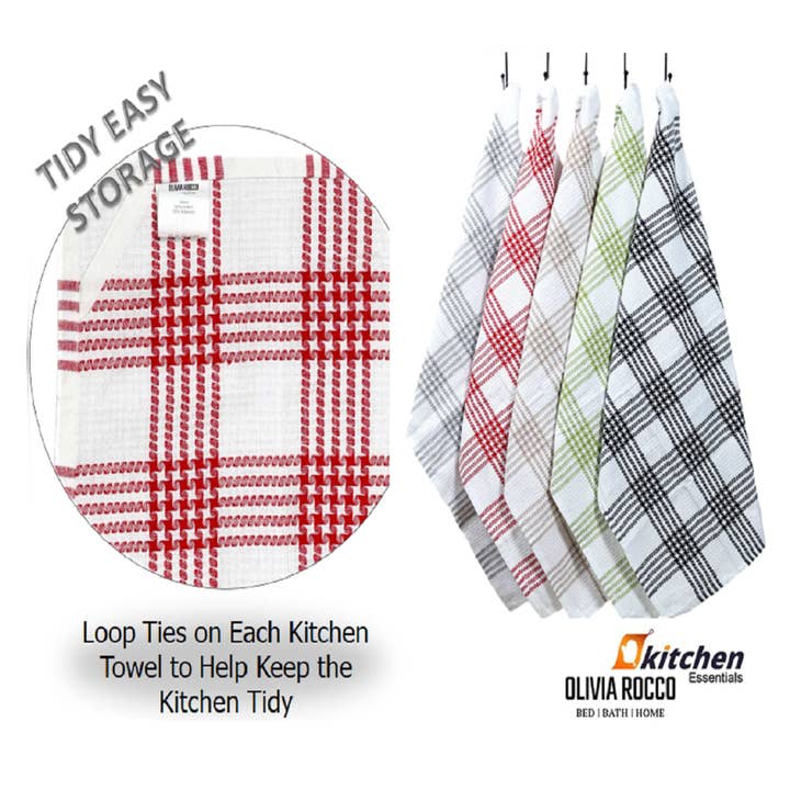ASSORTED Pack of 5 Houndstooth Tea Towels for wholesale on Faire3