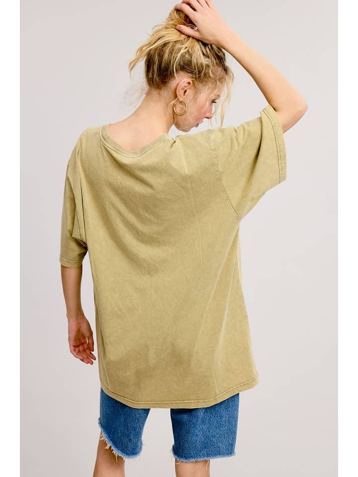 Zutter - Wholesale Screen Printed T-Shirt - Women's - 'PUFF' Granny Square Bow Graphic S/S Washed Boyfriend Tee3