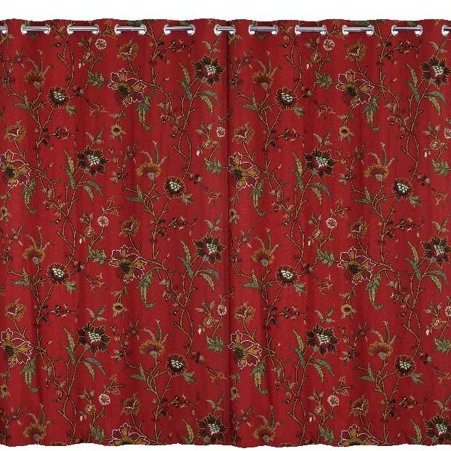 Classiya: lujosa tela crewel roja hecha a mano para venta al por mayor de Jersey Lily