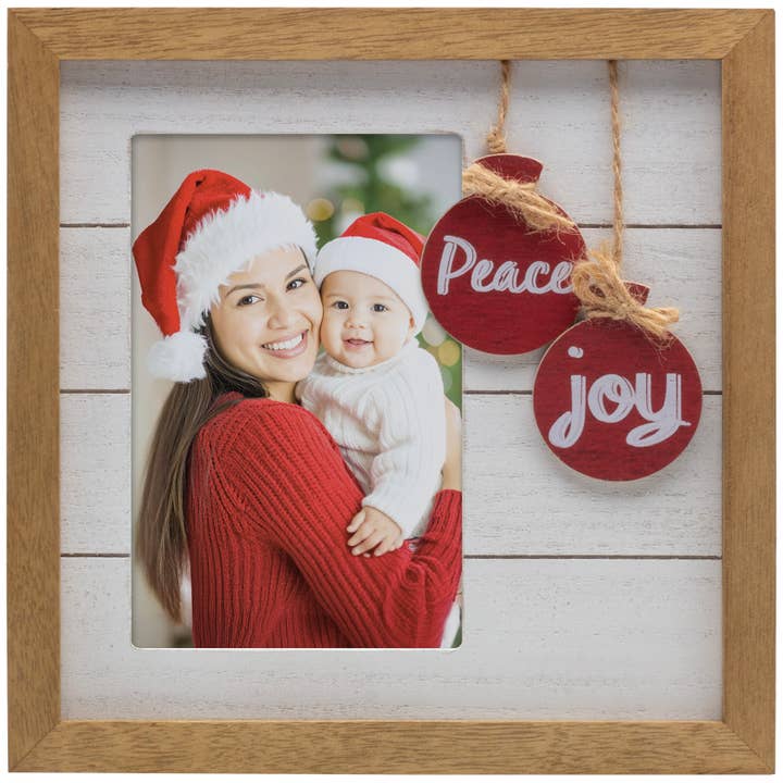 Neil Enterprises - Wholesale Picture frame - Peace and Joy Ornament 4" x 6" Wood Picture Frame