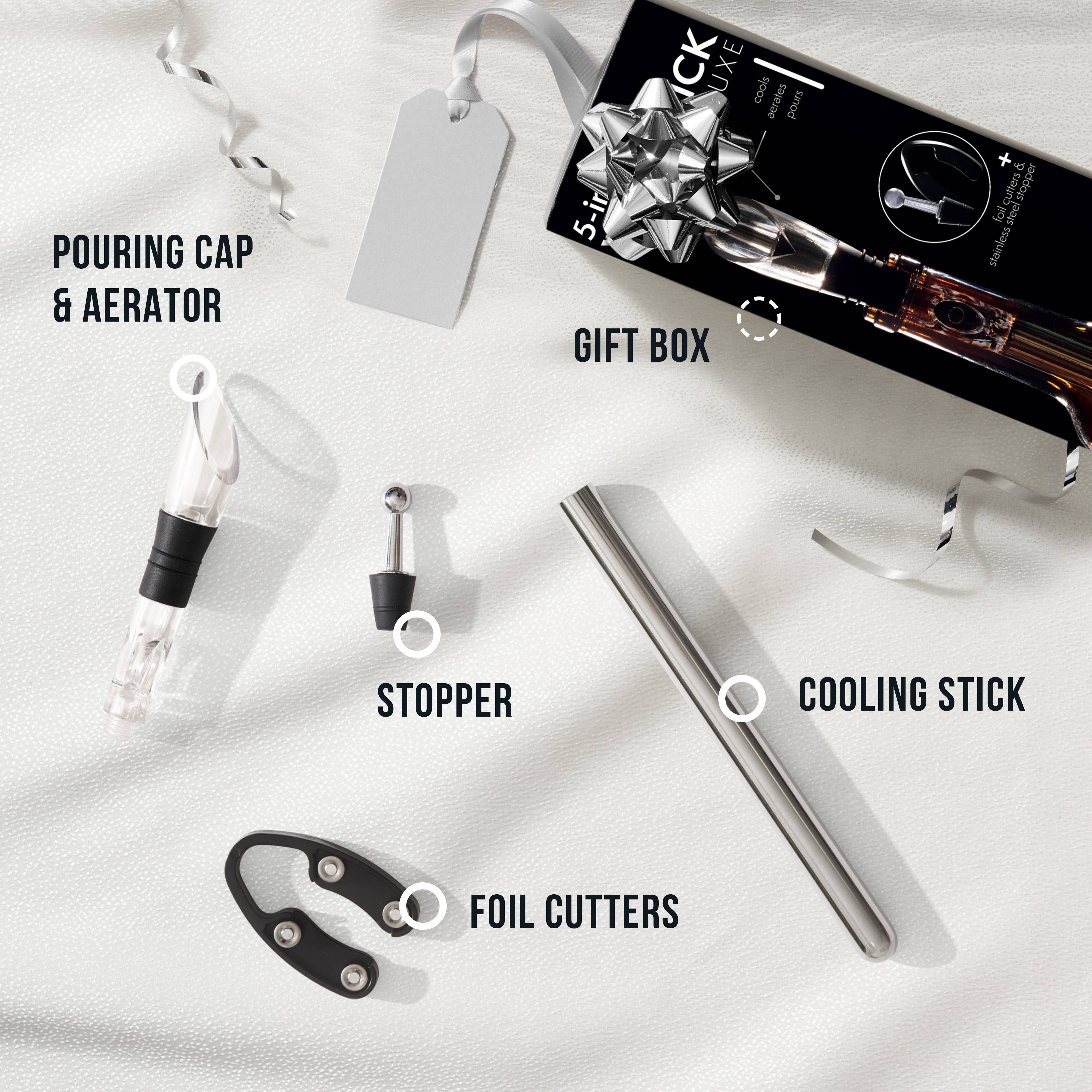 Oak & Steel - Wholesale Wine Tool Set - 5-in-1 Deluxe Stainless Steel Wine Accessory Gift Set4