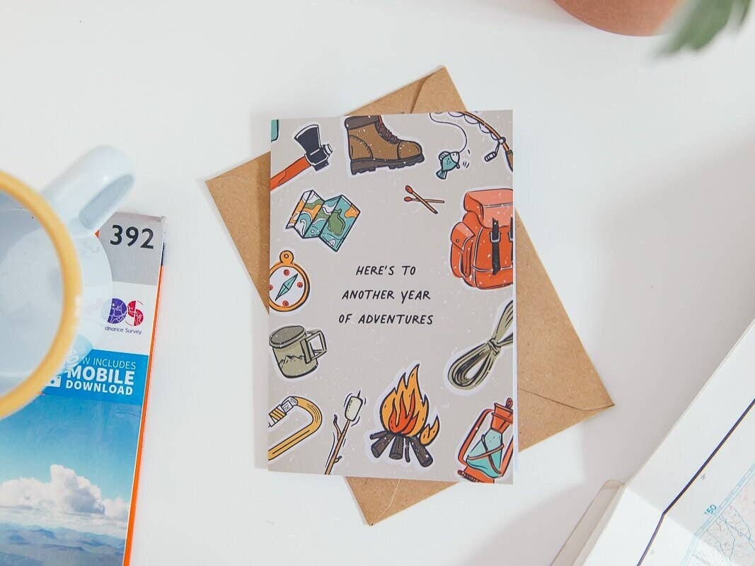 Golden Mountain – wholesale Birthday card – Adventure Anniversary and Birthday Card A61