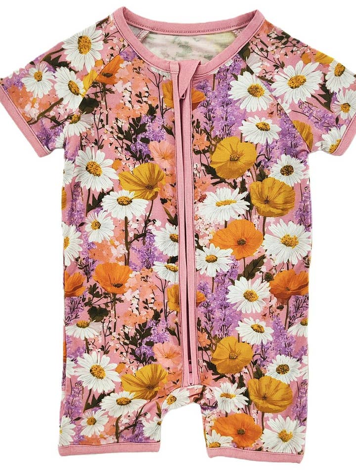 Wildflower Meadow Bamboo Short Romper for wholesale by Little One Shop