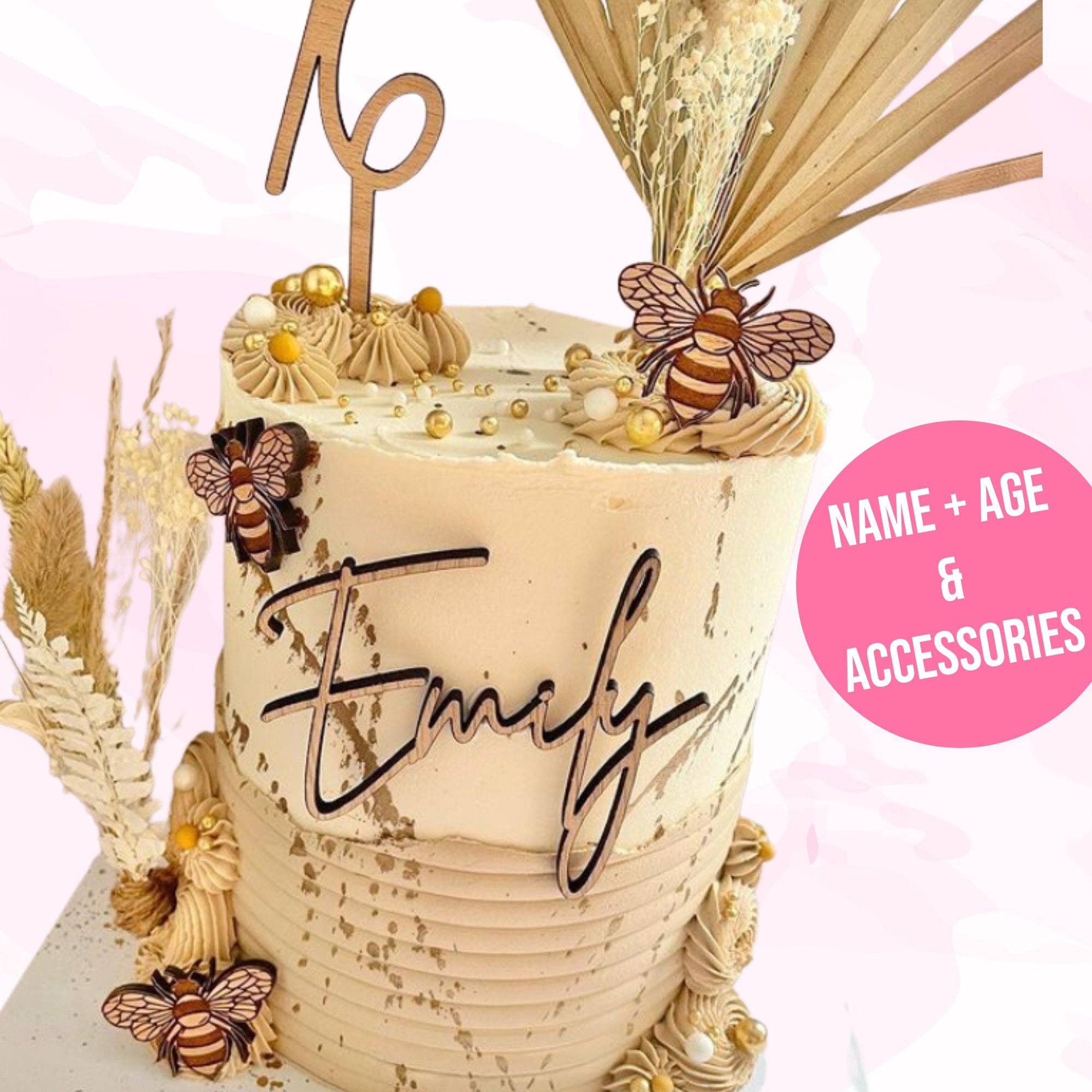 Harwill and Fox – wholesale Tårta/Cupcake Topper – Honungsbietema Tårtsmycke Ålderstoppare och Tillbehörspaket1