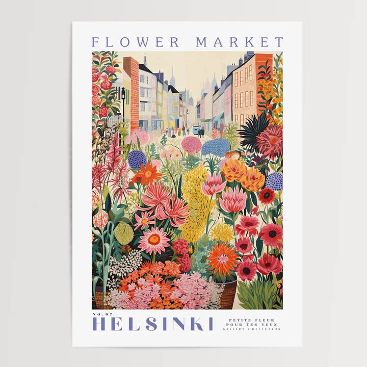 Poster del mercato dei fiori di Helsinki per la vendita all'ingrosso da parte di Enchanted Sights