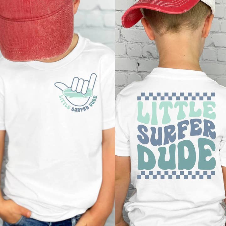 DTF Full Color Transfer - Little Surfer Dude (FREE POCKET!) for wholesale by Small Biz Shipping Co