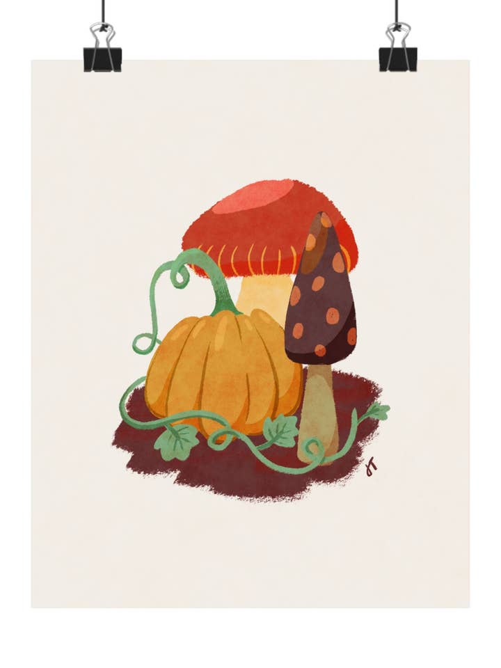 Impression de citrouille et de champignon pour la vente par Jacquelyn Turner Art