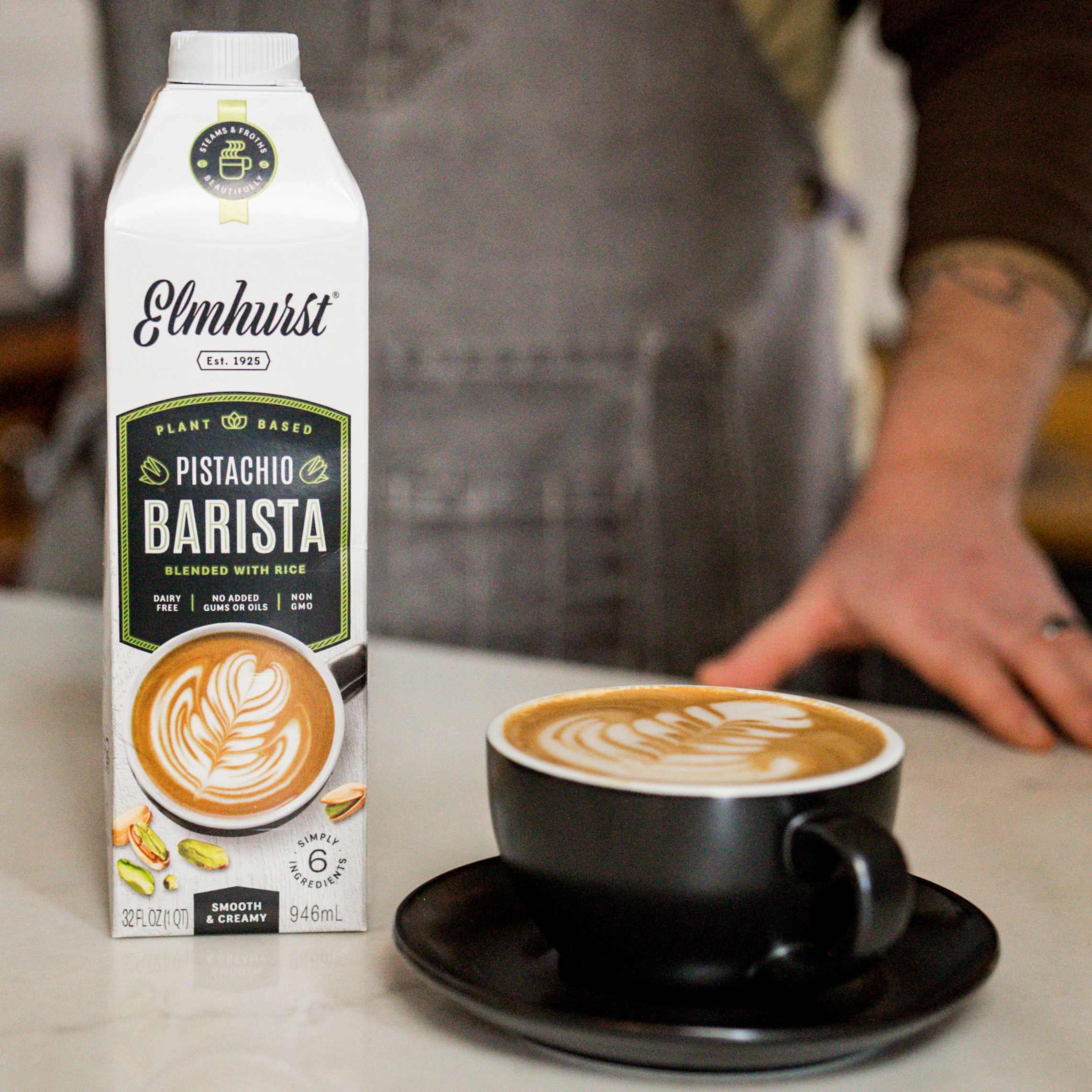 Elmhurst 1925 - Wholesale Non-Dairy Milk - Barista Edition Pistachio Milk, 32oz [6-Pack]4