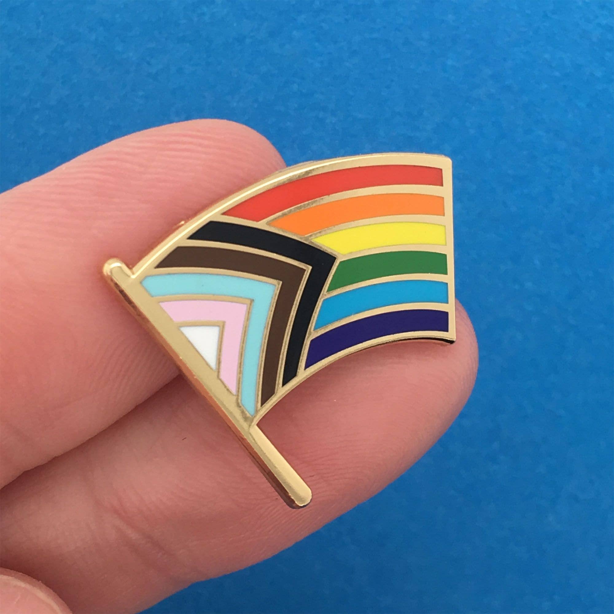 Dissent Pins - Wholesale Lapel Pin/Button - Progress Pride Flag Pin1