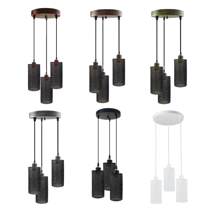 Ledsone – wholesale Chandelier/hanging light – Retro 3 way Round Ceiling Cage Pendant Light E27 Holder~396810
