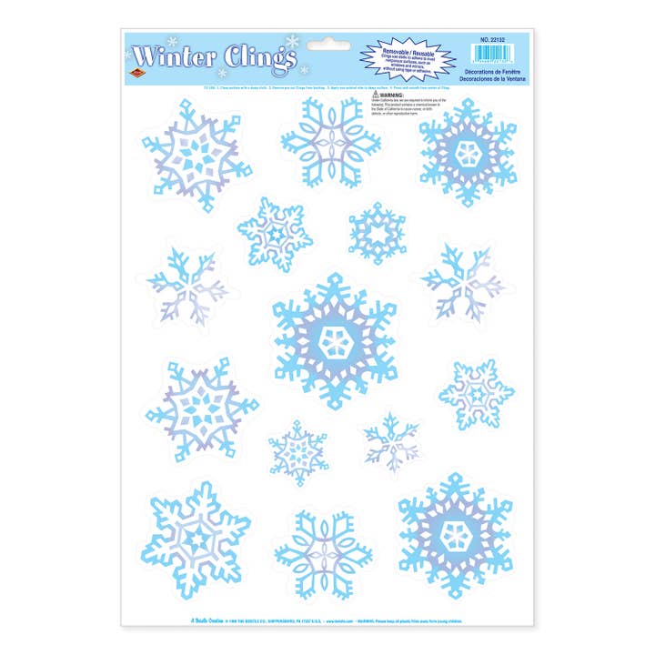 Crystal Snowflake Clings for wholesale by Beistle