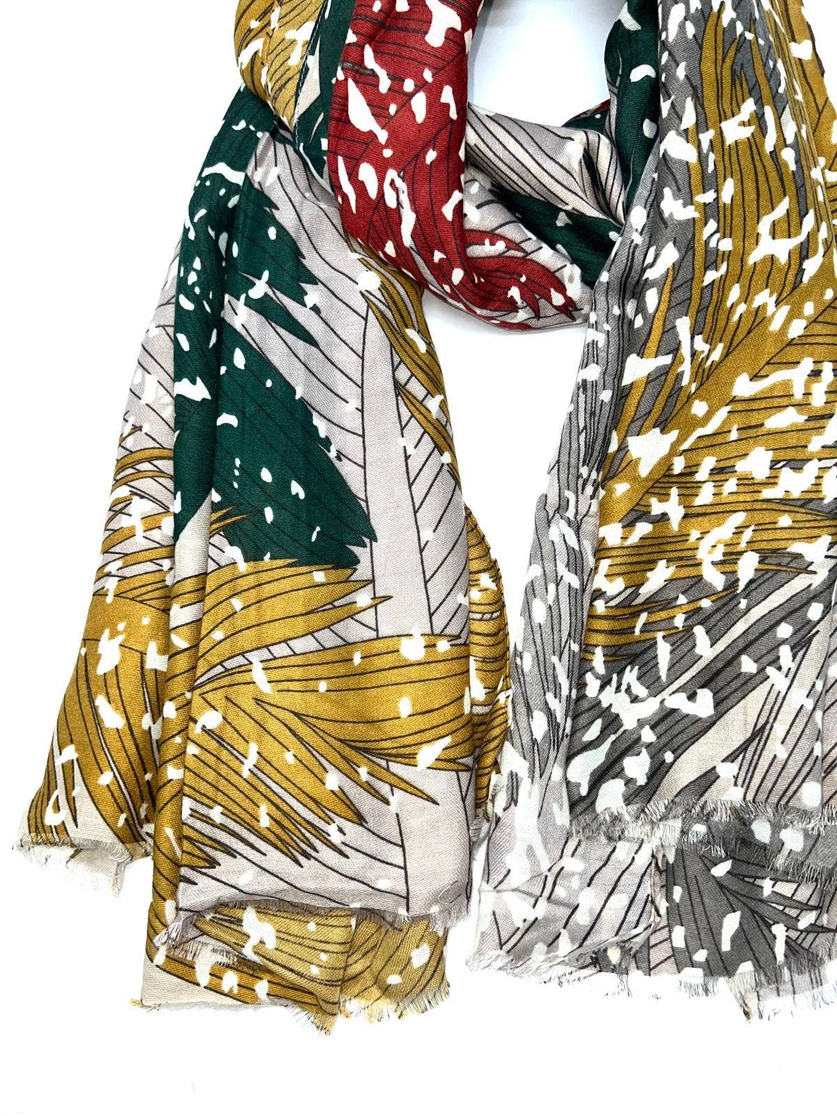 LINETA - Wholesale Scarf - Women's - H2018-77 Scarf with leaf pattern print11