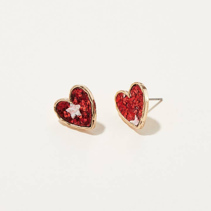 Multi America Glitter Heart Stud Earring 6 pcs Set for wholesale on Faire
