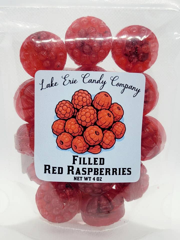 Filled Red Raspberries for wholesale by Lake Erie Candy Company