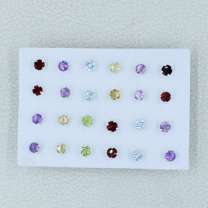 5 MM Studs Earrings Birthstone Jewelry for wholesale by Silvex Jewelry