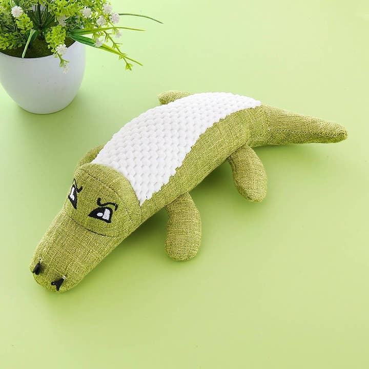 PAWPAWwholesale - Wholesale Pet Plush Toy - Dog - Linen Croc Chew Toy, Durable Fun for Dogs_CWMM54652