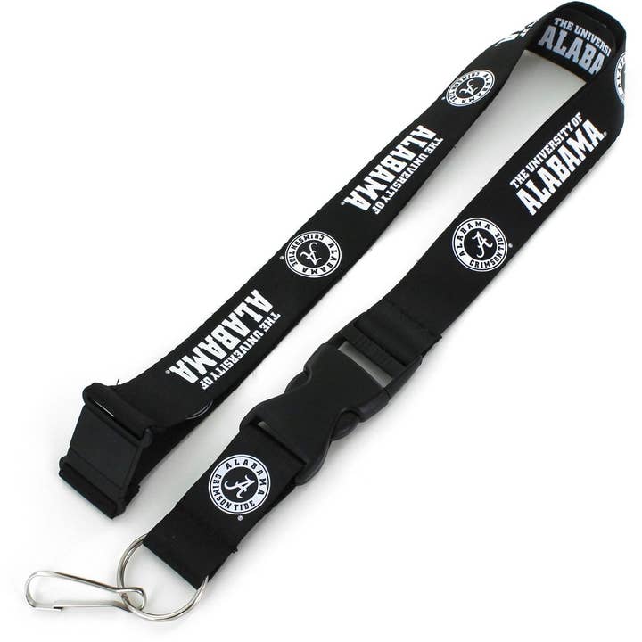 NCAA Alabama Crimson Tide Team Lanyard, Black & White for wholesale by Aminco USA