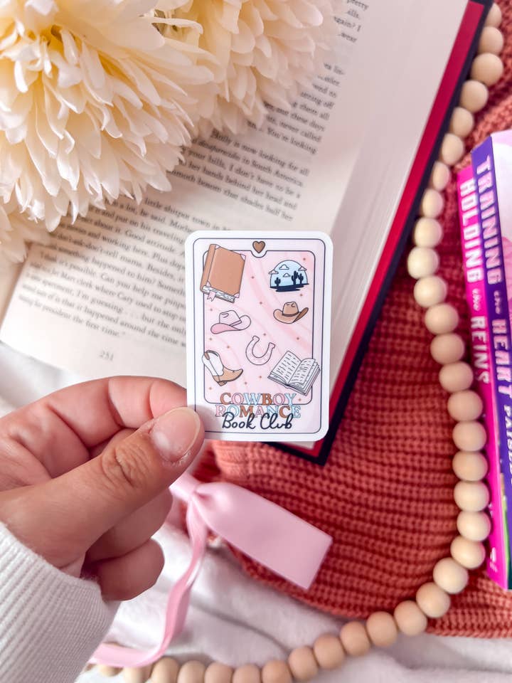 Cowboy Romance Book Club Tarot Card Sticker | Trendy Stickers for wholesale by Bumblebry Designs