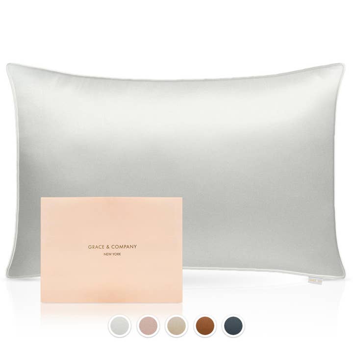 Silky Satin Pillowcase - Snow for wholesale by GRACE & COMPANY