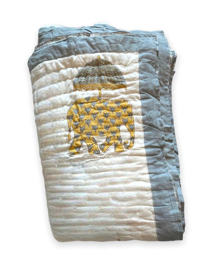 Buttercup Handblock Printed Cotton Single Quilt for wholesale by The Fairnest