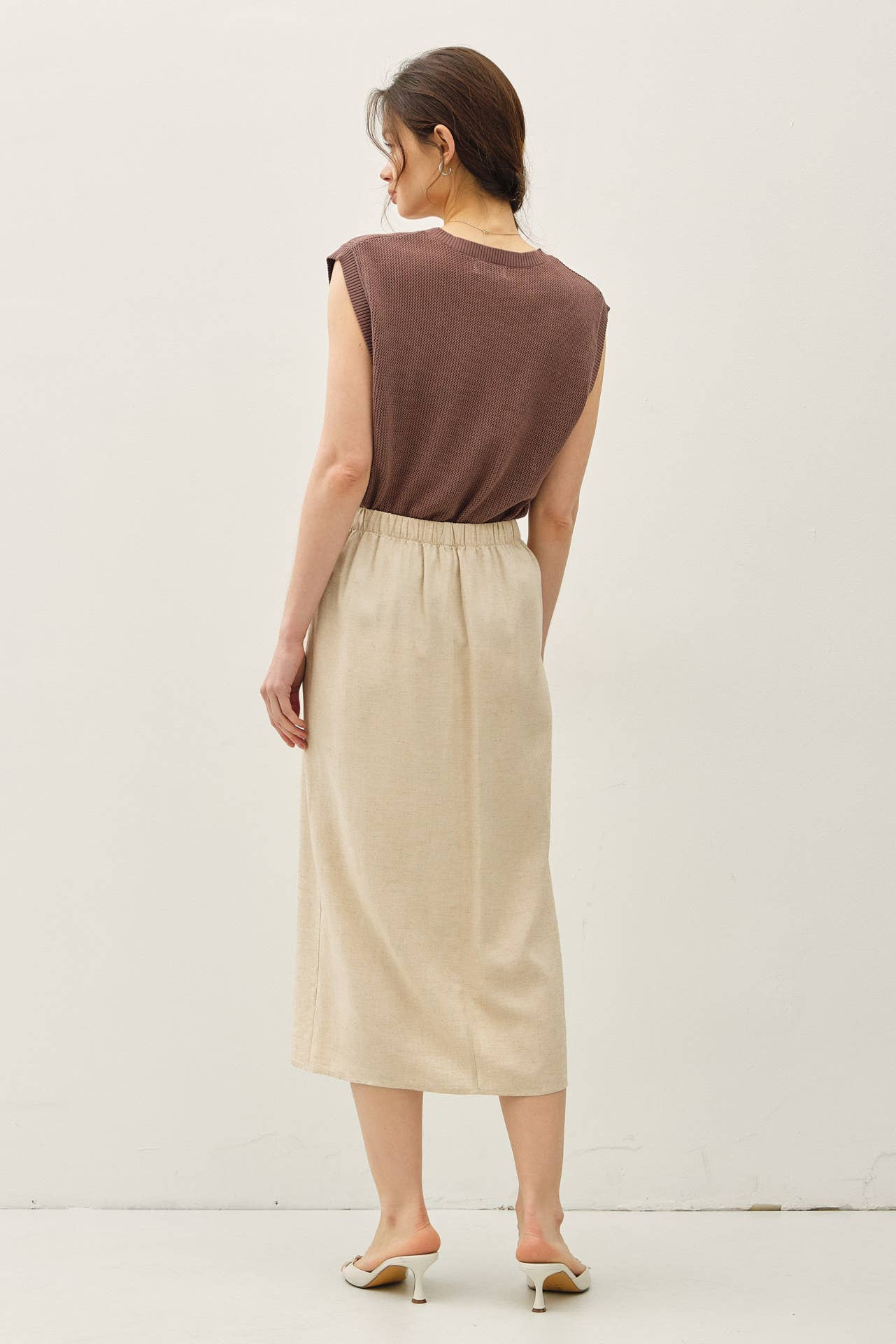 Be Cool - Wholesale Skirt - Women's - LINEN BLEND MIDI WRAP SKIRT 2