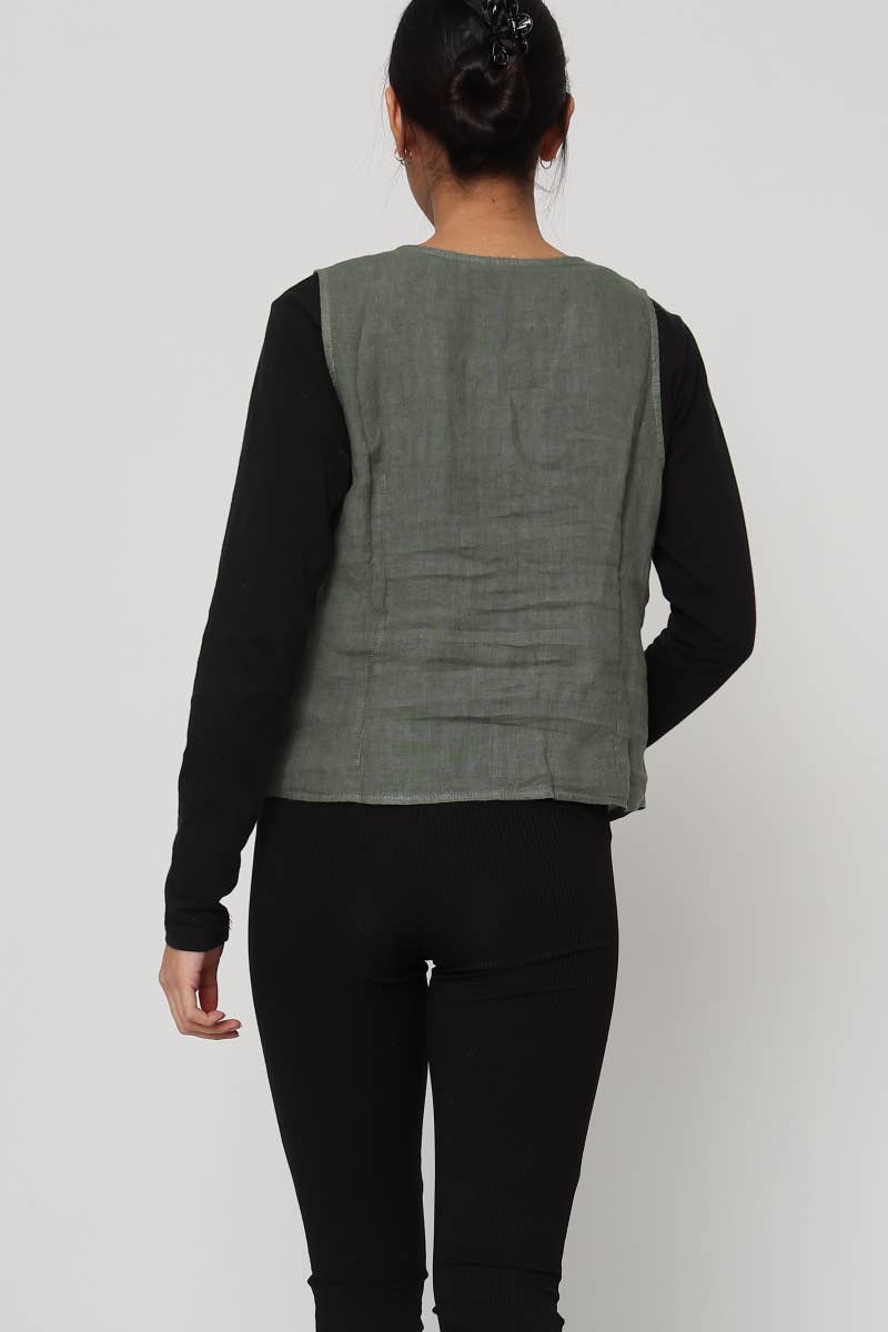 LÉA & LUC - Wholesale Button Down Shirt - Women's - Sleeveless shirt in 100% Linen REF. 514663