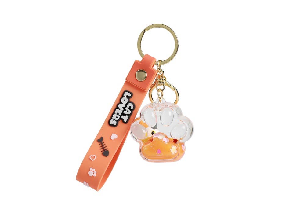 I-Total, I-Drink - Wholesale Keychain - Unisex - Paw Liquid Keychain Orange Cat
