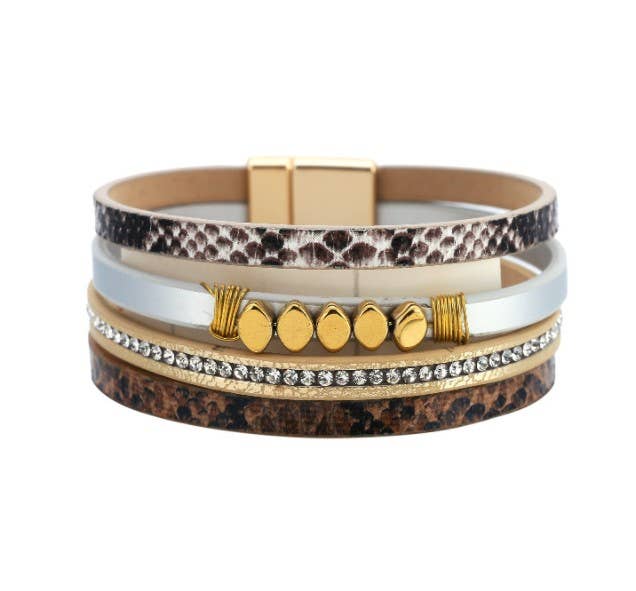 Maya J - Wholesale Woven/Braided Bracelet - Bohemian Vegan Leather Cuff Bracelets - Full Display25