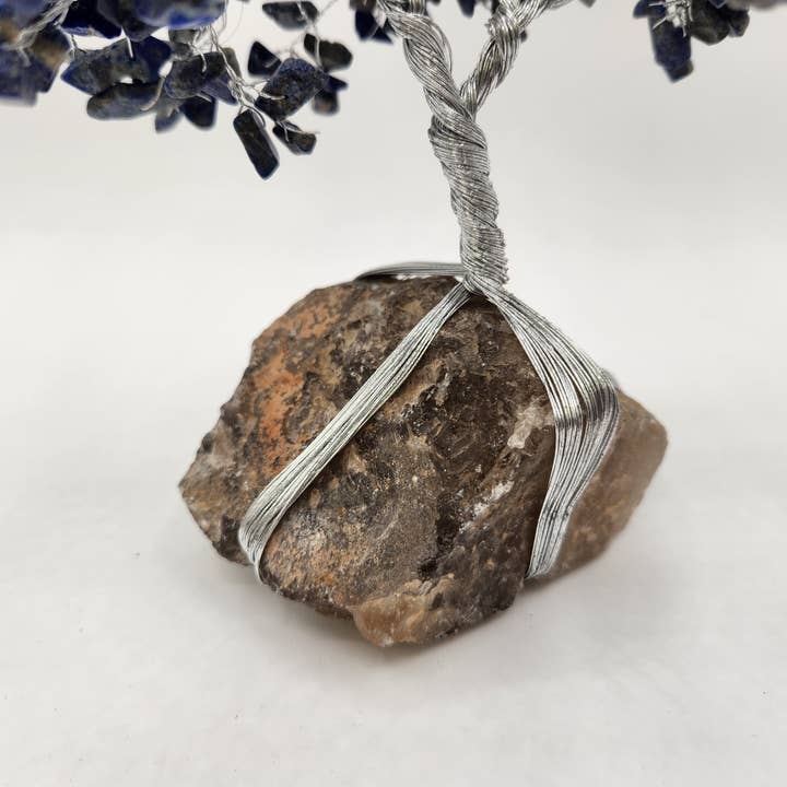 Meraki Gemstones - Wholesale Spiritual Stone/Crystal - Gemstone Tree -Lapis Lazuli/Smoky Quartz Base w/Silver Wire