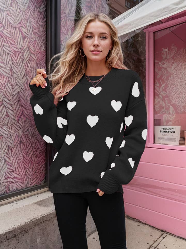 CWOSWL4886_VALENTINE'S DAY HEART LOOSE PULLOVER SWEATER for wholesale by NINEXIS