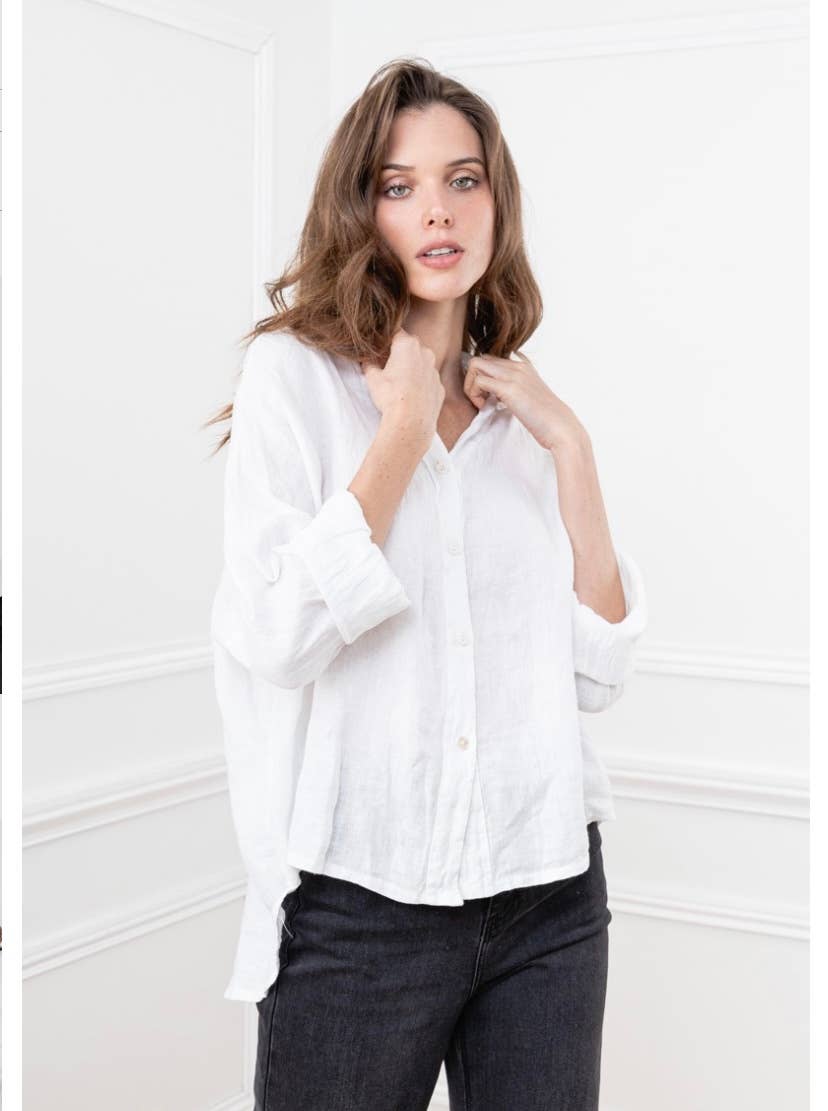 LINEN & COTTON HOUSE - Vente Chemise à col boutonné – femme - CHEMISE EN LIN. 48902 NINA46