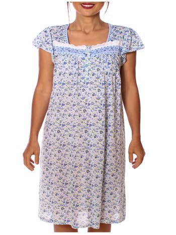 Buy BODYCARE Womens Polycotton Scoop Neck Printed Long Night Dress