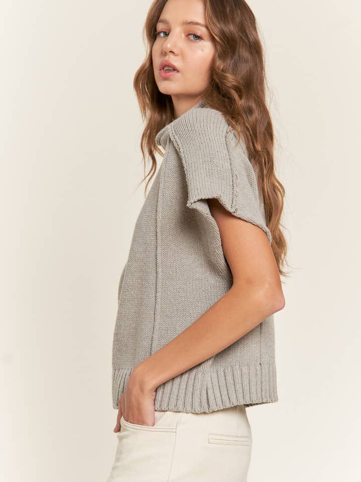 In the Beginning - Wholesale Sweater Vest - Women's - Gray Short Sleeved Sweater Vest