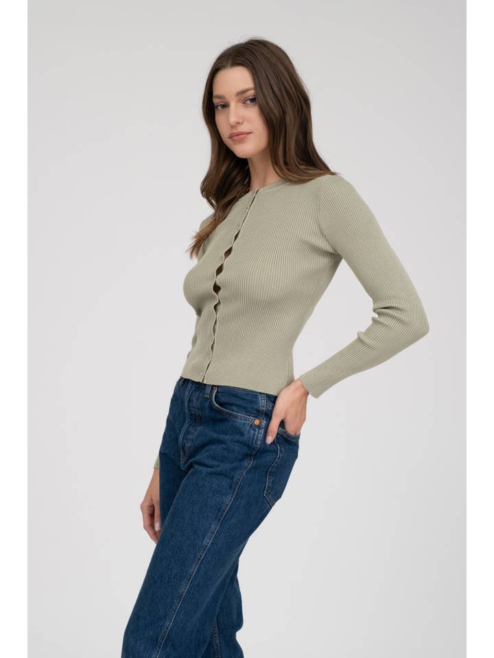 The Workshop Studio - Vente Cardigan – femme - GILET EN MAILLE À COL ROND AVEC BOUTONS-PRESSION9