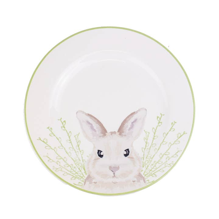 The Royal Standard - Wholesale Dish - Winston Bunny Plate White/Green/Orange 8"