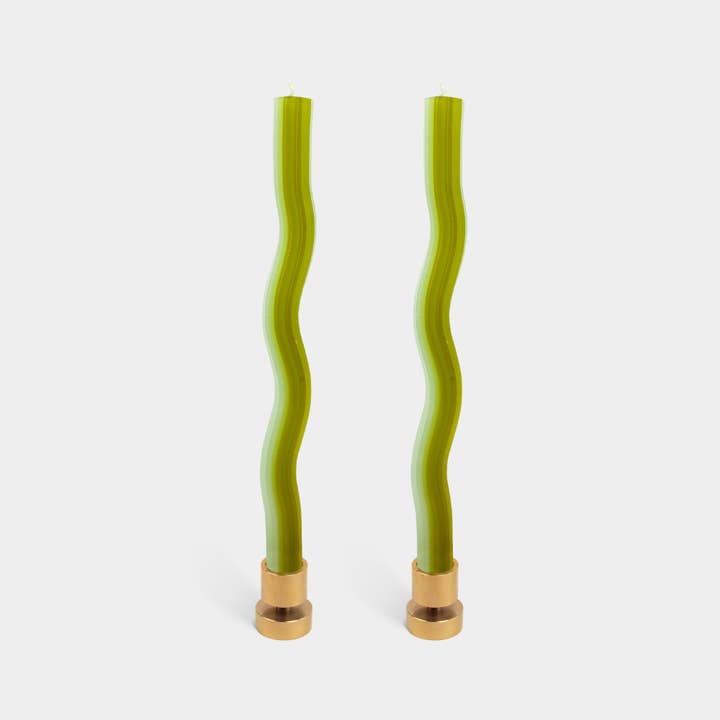 Wiggle Stearinlys - Grøn (2-pakke) - 11" Vibrant Taper Stearinlys for engroshandel hos 54 Celsius