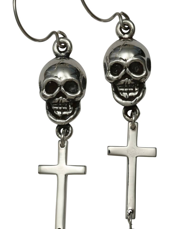 ER Skull Cross Onyx per la vendita all'ingrosso da parte di Femme Metale