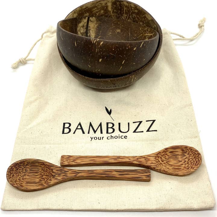 Bambuzz - Venta al por mayor Tazón - Set cuencos coco | 2 cuencos y 2 cucharas
