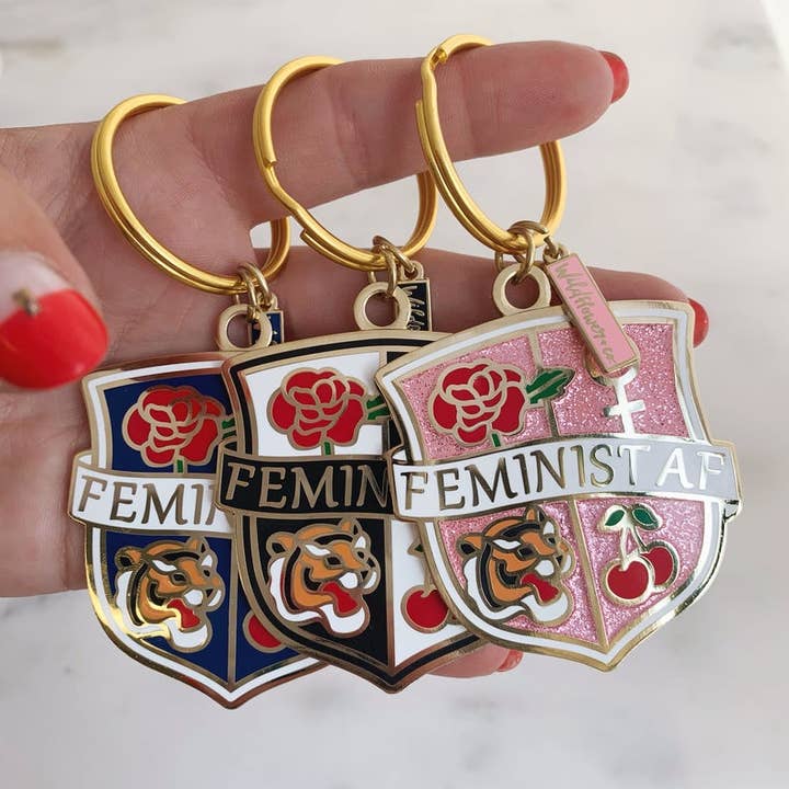 Feminist Af Enamel Keychain for wholesale by Wildflower + Co.