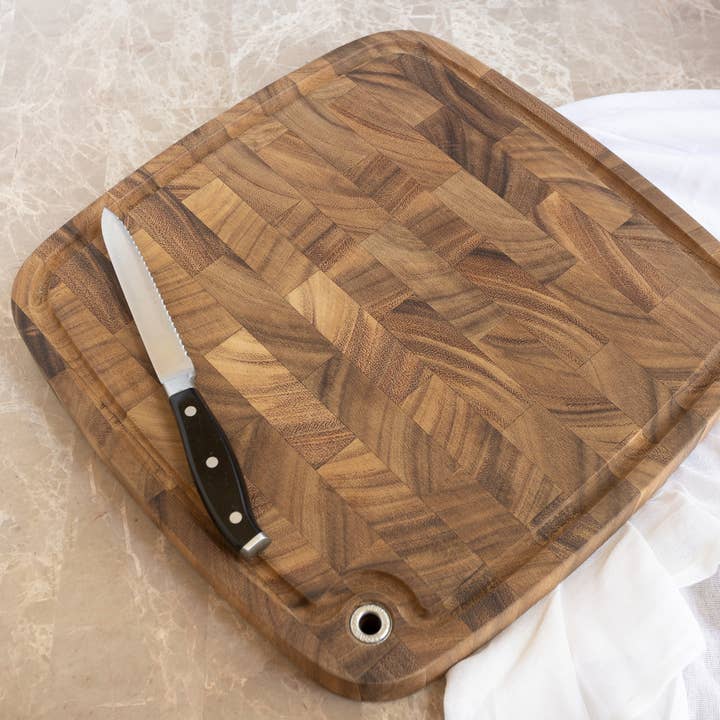 Fox Run Brands - Wholesale Cutting Board - Ironwood Carolina Acacia Wood Chopping Board, End Grain, 14"