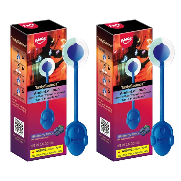 Amos Tasty Sound Music Lollipop Dance Blueberry 6 ct for wholesale by Long Island Candy Factory